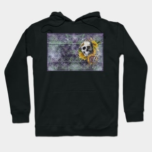 Skull and Sunflowers on Grunge Background Hoodie